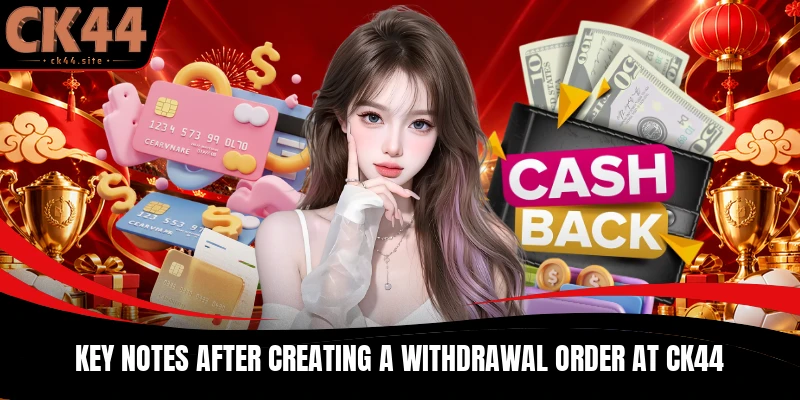 Key notes after creating a withdrawal order at CK44